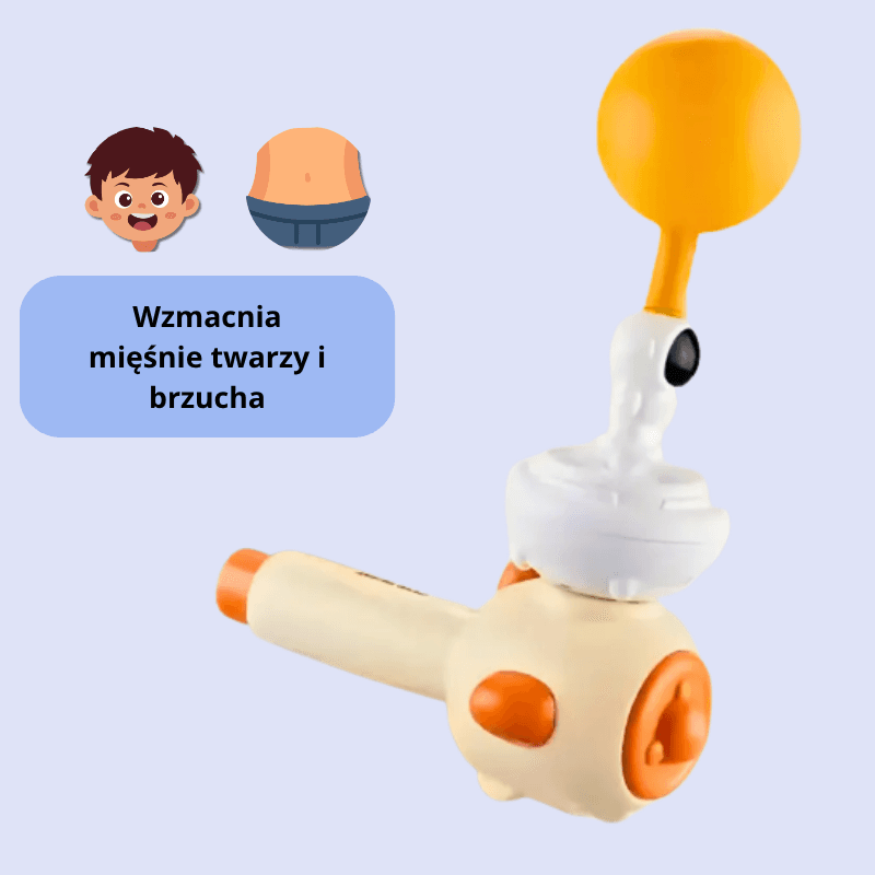 Logodmuchuś - zabawka wspomagająca rozwój oddechu i sprawności aparatu mowy.